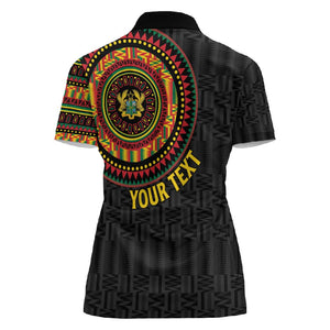 Personalised Ghana African Tribal Mix Kente Patterns Women Polo Shirt Chest Arm Tattoo
