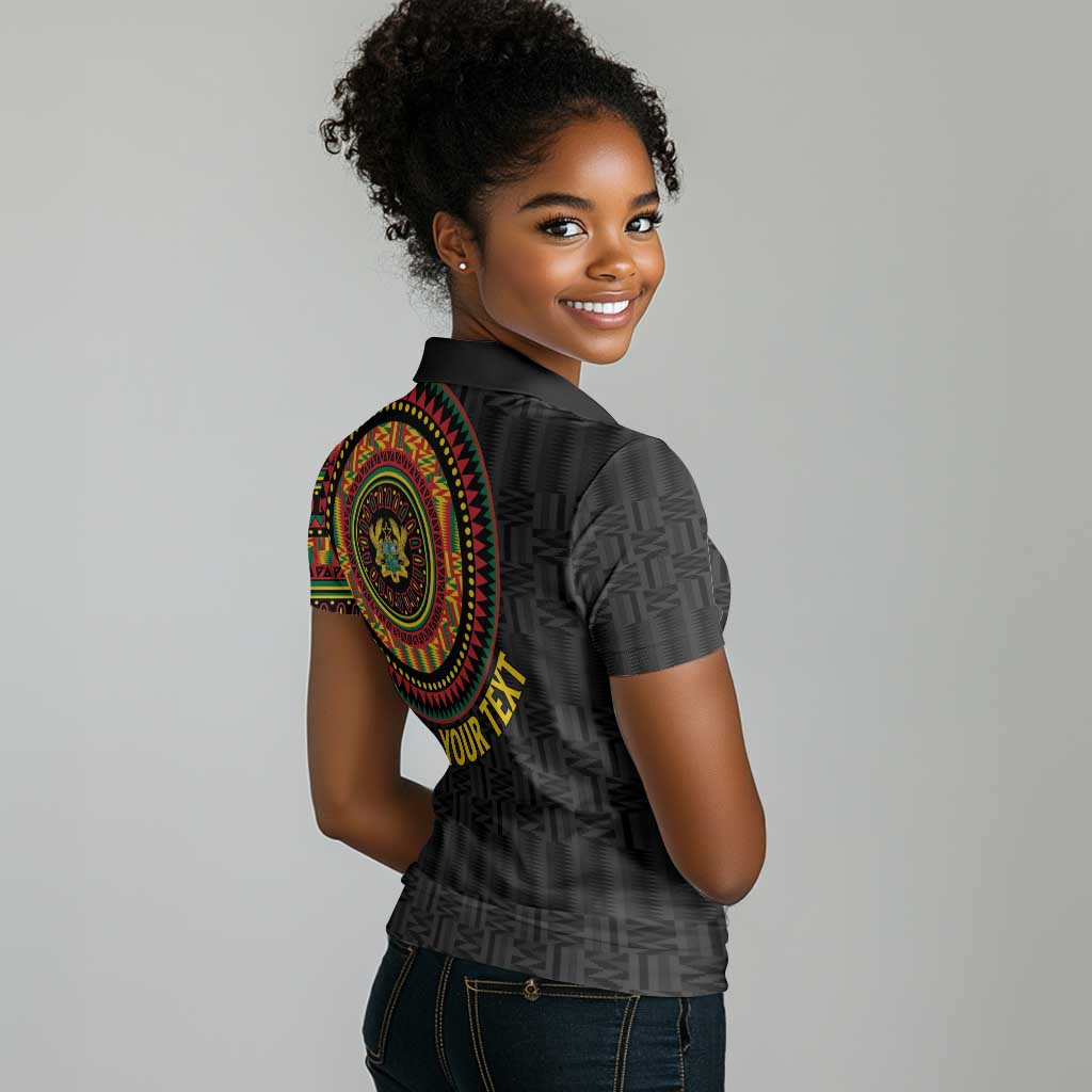 Personalised Ghana African Tribal Mix Kente Patterns Women Polo Shirt Chest Arm Tattoo