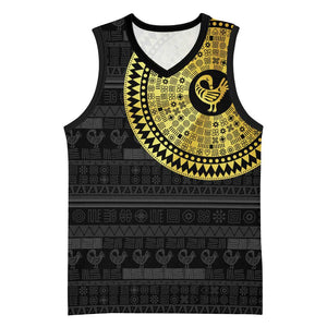 African Adinkra Basketball Jersey Sankofa Bird - Gold Version - Chest Arm Tattoo - African Pride