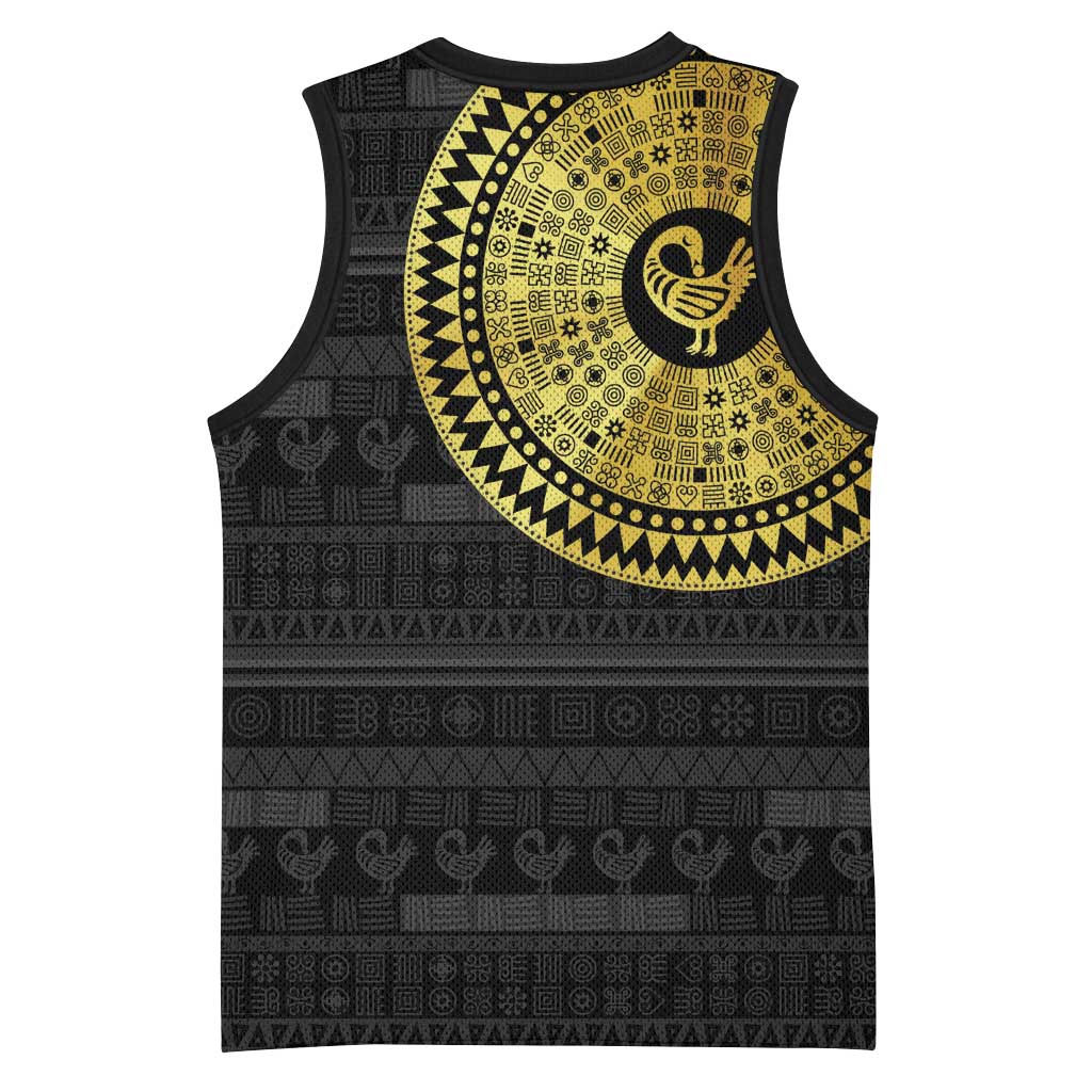 African Adinkra Basketball Jersey Sankofa Bird - Gold Version - Chest Arm Tattoo - African Pride