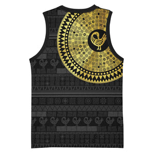 African Adinkra Basketball Jersey Sankofa Bird - Gold Version - Chest Arm Tattoo - African Pride