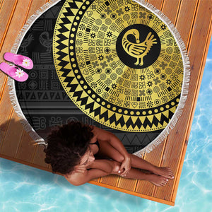 African Adinkra Beach Blanket Sankofa Bird - Gold Version - Chest Arm Tattoo