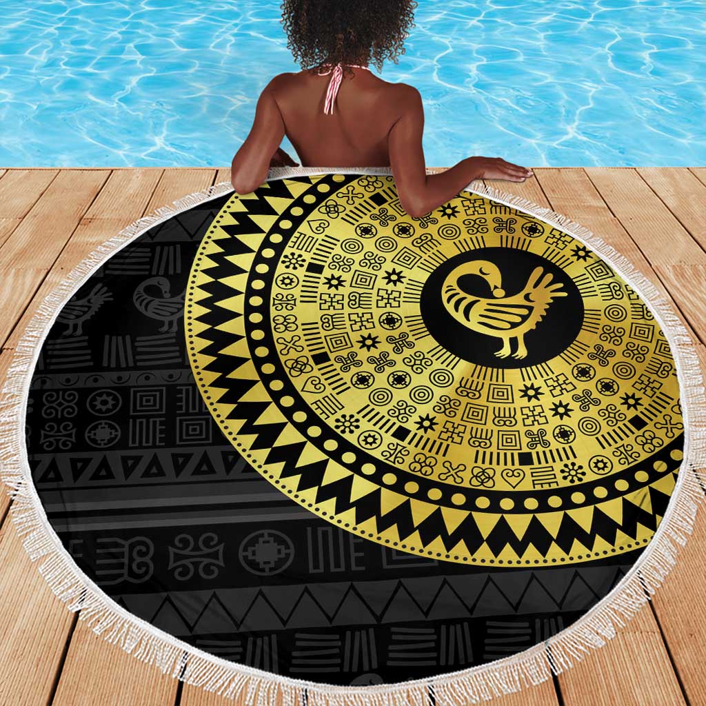 African Adinkra Beach Blanket Sankofa Bird - Gold Version - Chest Arm Tattoo