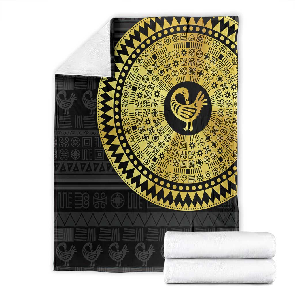 African Adinkra Blanket Sankofa Bird - Gold Version - Chest Arm Tattoo