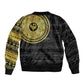 African Adinkra Bomber Jacket Sankofa Bird - Gold Version - Chest Arm Tattoo