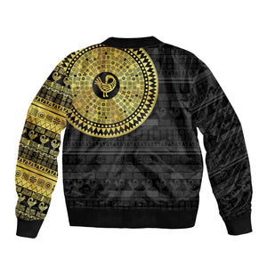 African Adinkra Bomber Jacket Sankofa Bird - Gold Version - Chest Arm Tattoo