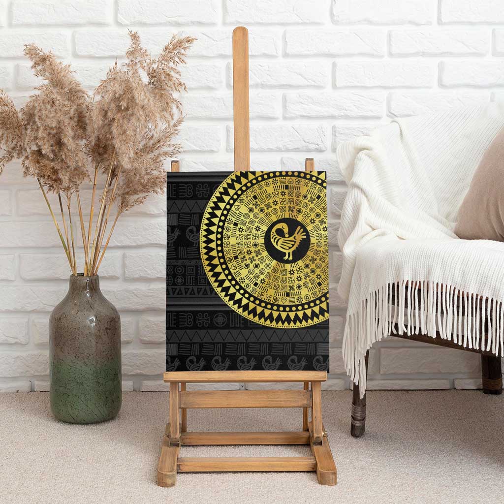 African Adinkra Canvas Wall Art Sankofa Bird - Gold Version - Chest Arm Tattoo