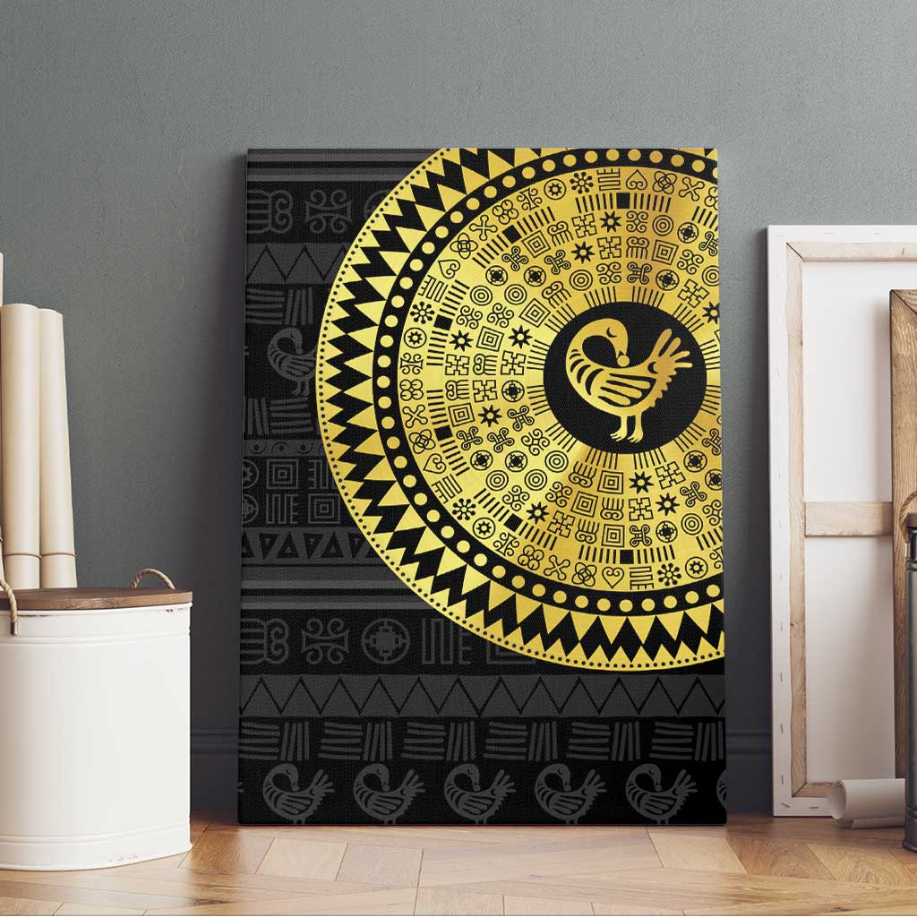 African Adinkra Canvas Wall Art Sankofa Bird - Gold Version - Chest Arm Tattoo