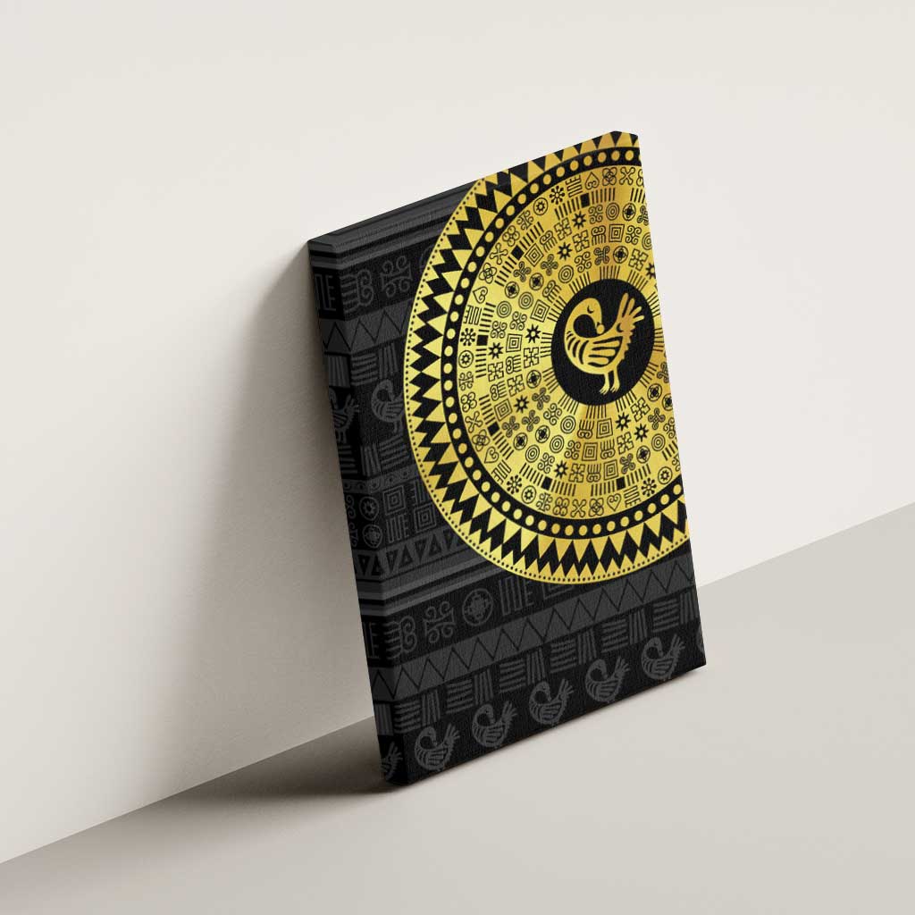 African Adinkra Canvas Wall Art Sankofa Bird - Gold Version - Chest Arm Tattoo
