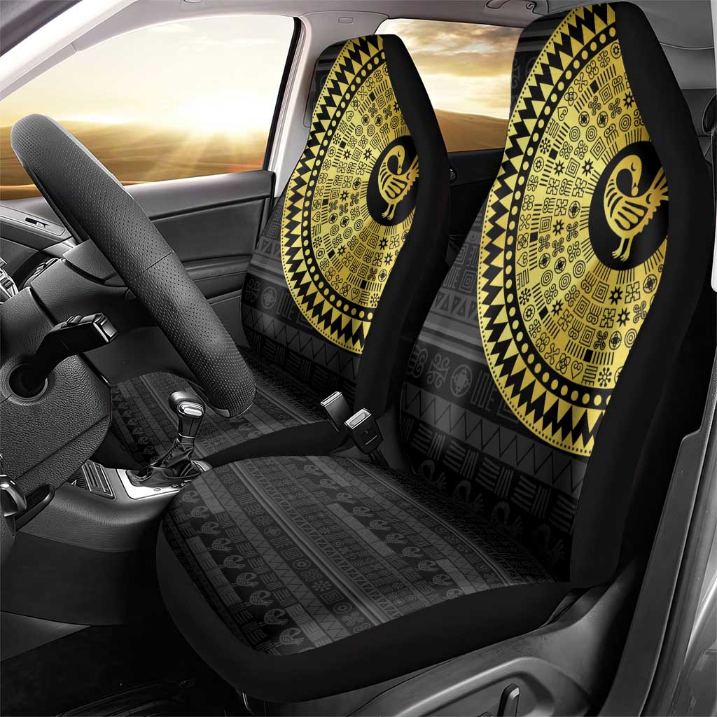 African Adinkra Car Seat Cover Sankofa Bird - Gold Version - Chest Arm Tattoo