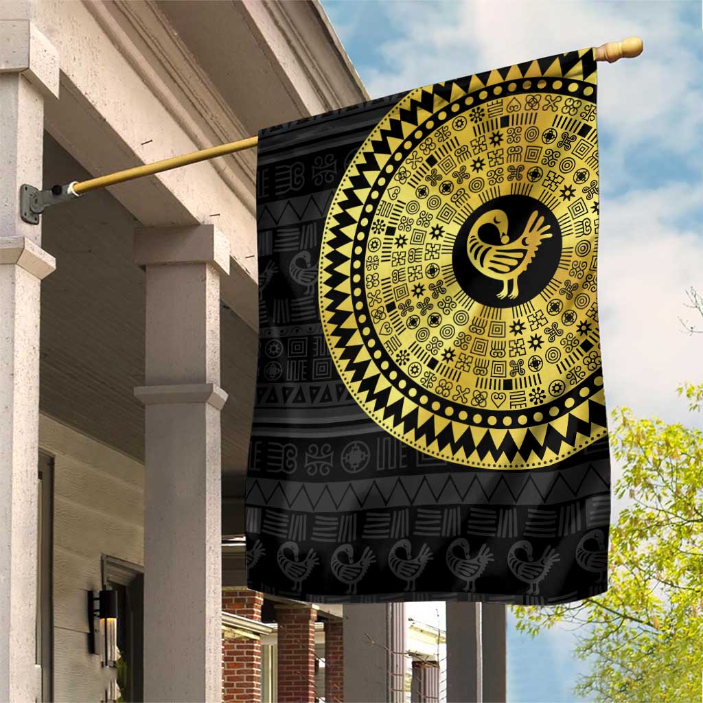 African Adinkra Garden Flag Sankofa Bird - Gold Version - Chest Arm Tattoo