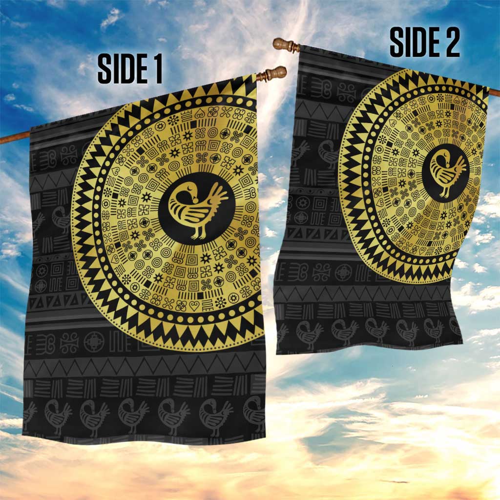 African Adinkra Garden Flag Sankofa Bird - Gold Version - Chest Arm Tattoo