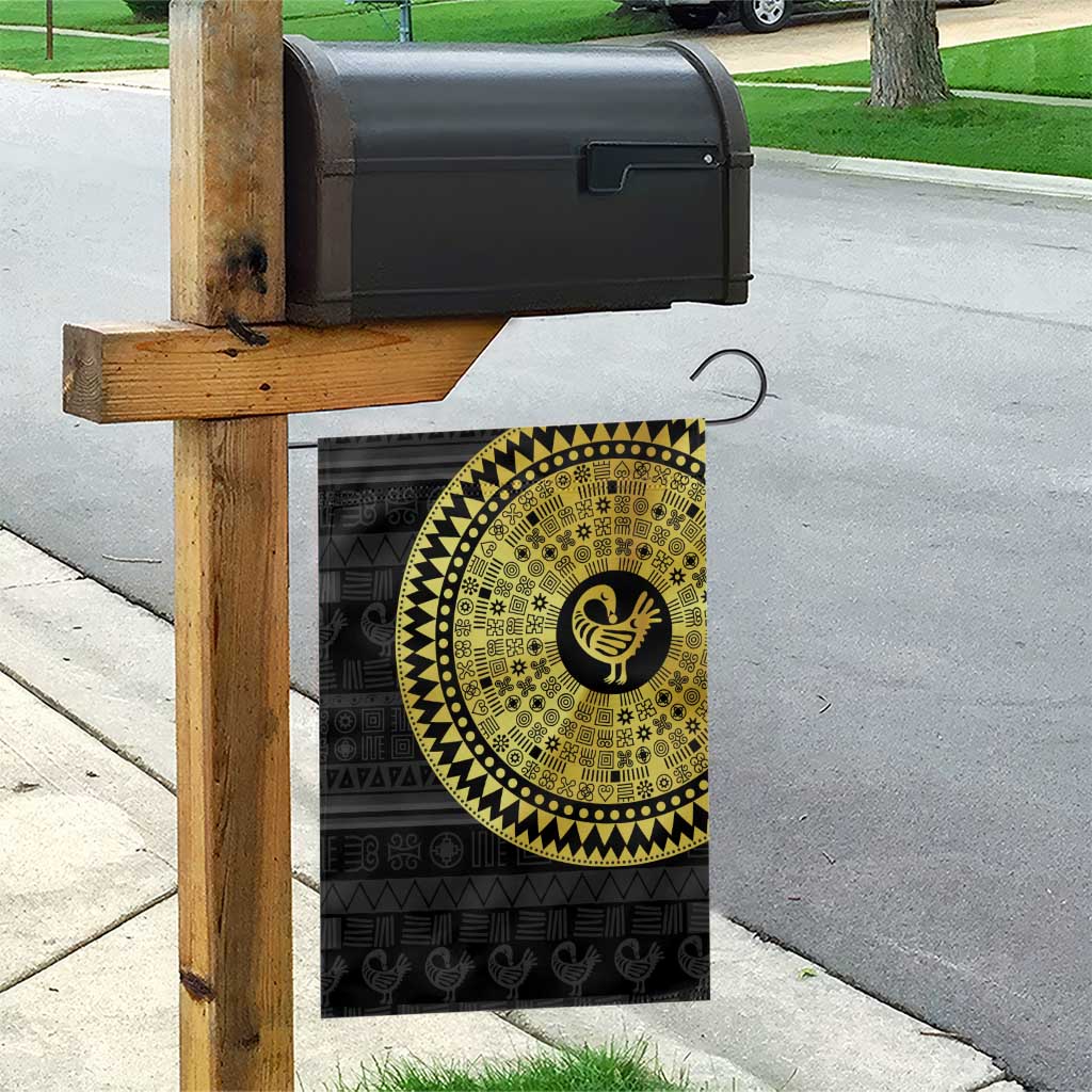 African Adinkra Garden Flag Sankofa Bird - Gold Version - Chest Arm Tattoo