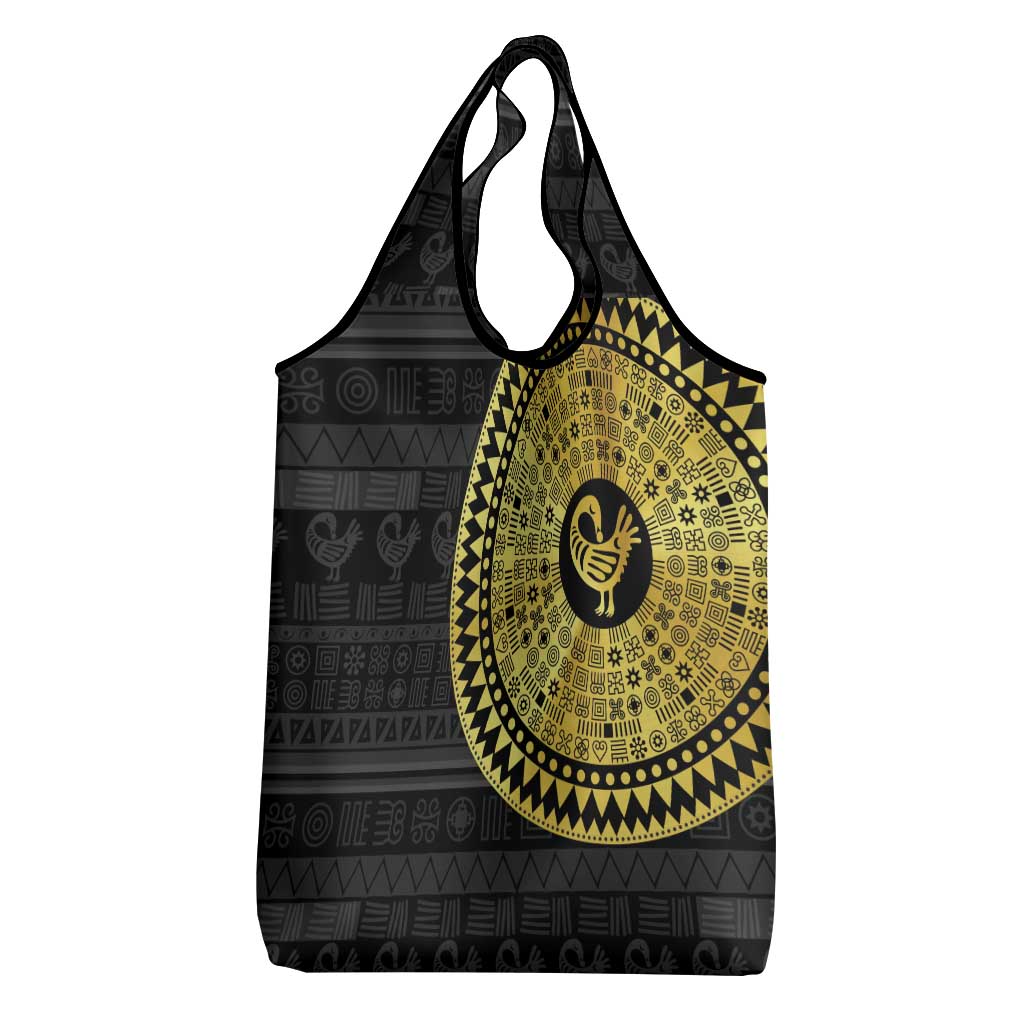 African Adinkra Grocery Bag Sankofa Bird - Gold Version - Chest Arm Tattoo
