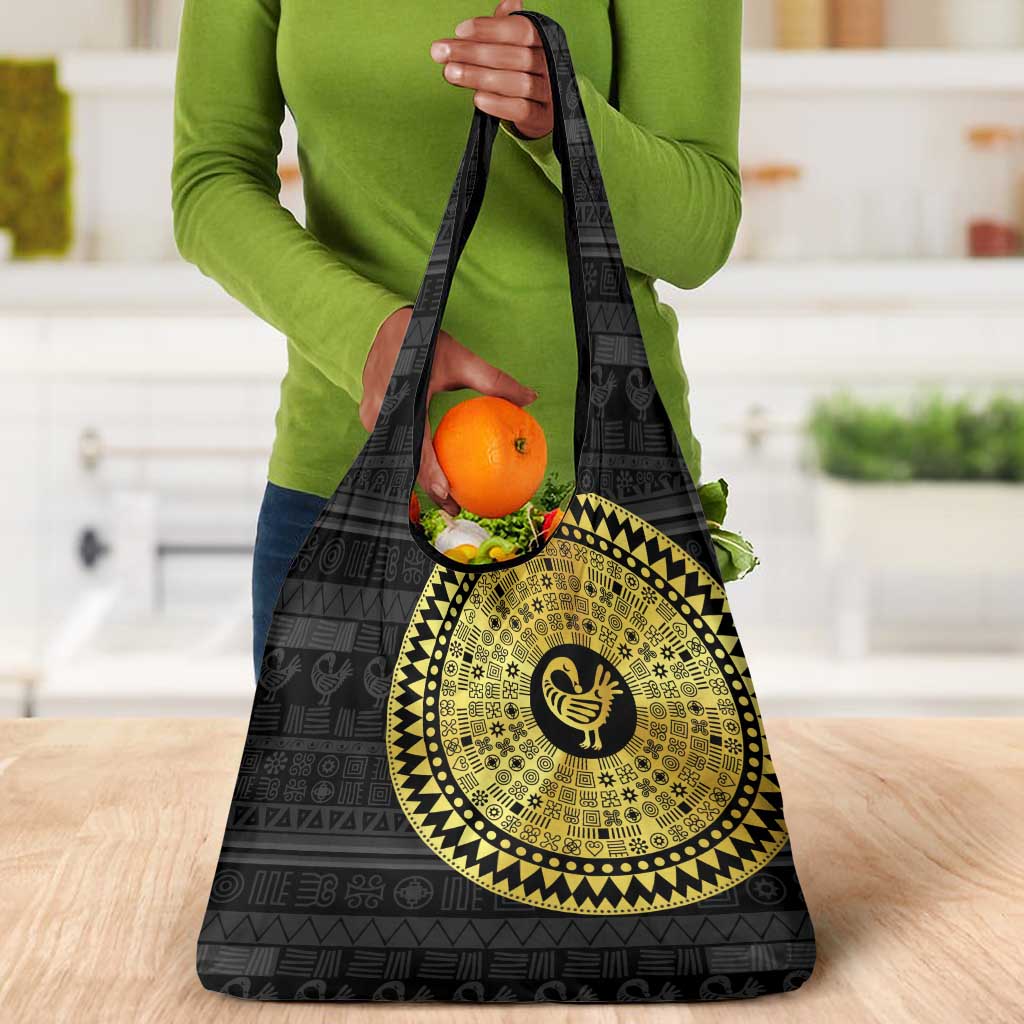 African Adinkra Grocery Bag Sankofa Bird - Gold Version - Chest Arm Tattoo