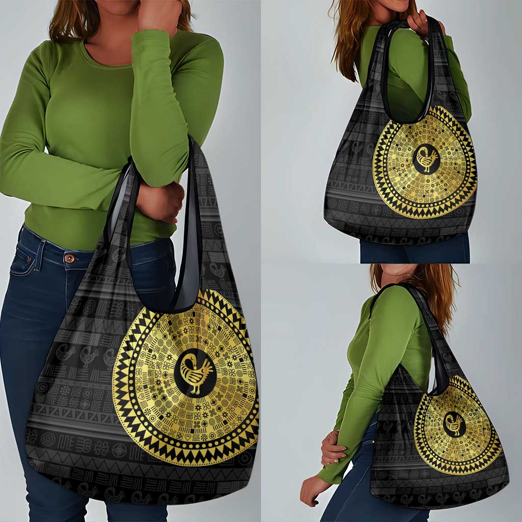African Adinkra Grocery Bag Sankofa Bird - Gold Version - Chest Arm Tattoo