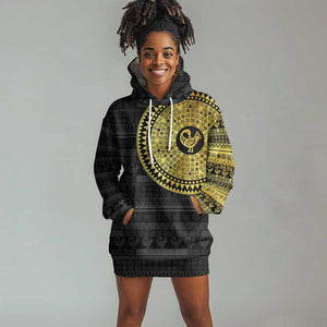 African Adinkra Hoodie Dress Sankofa Bird - Gold Version - Chest Arm Tattoo