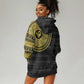 African Adinkra Hoodie Dress Sankofa Bird - Gold Version - Chest Arm Tattoo