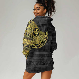 African Adinkra Hoodie Dress Sankofa Bird - Gold Version - Chest Arm Tattoo