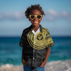 African Adinkra Kid Hawaiian Shirt Sankofa Bird - Gold Version - Chest Arm Tattoo