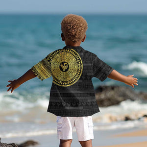 African Adinkra Kid Hawaiian Shirt Sankofa Bird - Gold Version - Chest Arm Tattoo