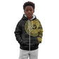 African Adinkra Kid Hoodie Sankofa Bird - Gold Version - Chest Arm Tattoo
