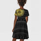 African Adinkra Kid Short Sleeve Dress Sankofa Bird - Gold Version - Chest Arm Tattoo