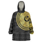 African Adinkra Kid Wearable Blanket Hoodie Sankofa Bird - Gold Version - Chest Arm Tattoo