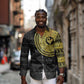 African Adinkra Long Sleeve Button Shirt Sankofa Bird - Gold Version - Chest Arm Tattoo
