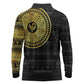 African Adinkra Long Sleeve Polo Shirt Sankofa Bird - Gold Version - Chest Arm Tattoo