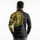African Adinkra Long Sleeve Polo Shirt Sankofa Bird - Gold Version - Chest Arm Tattoo