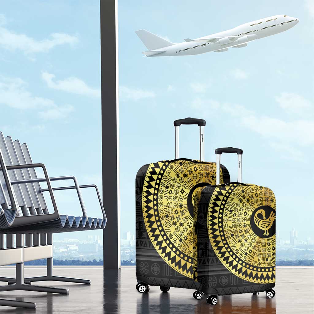 African Adinkra Luggage Cover Sankofa Bird - Gold Version - Chest Arm Tattoo