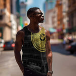 African Adinkra Men Tank Top Sankofa Bird - Gold Version - Chest Arm Tattoo