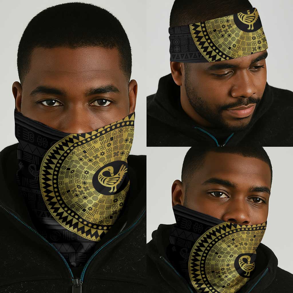 African Adinkra Neck Gaiter Sankofa Bird - Gold Version - Chest Arm Tattoo LT15