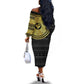African Adinkra Off The Shoulder Long Sleeve Dress Sankofa Bird - Gold Version - Chest Arm Tattoo
