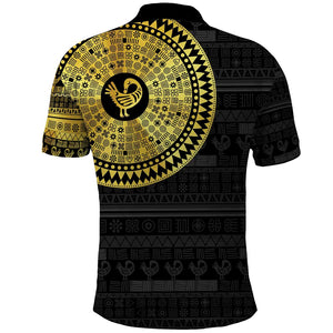 African Adinkra Polo Shirt Sankofa Bird - Gold Version - Chest Arm Tattoo