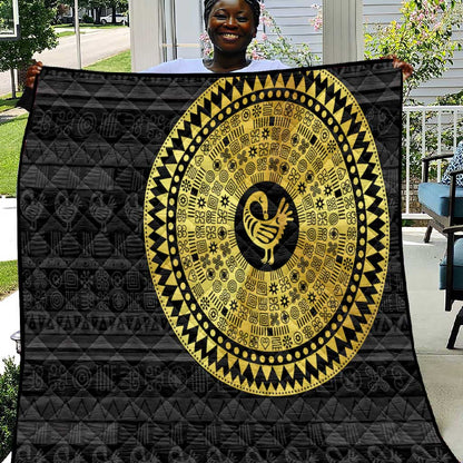 African Adinkra Quilt Sankofa Bird - Gold Version - Chest Arm Tattoo