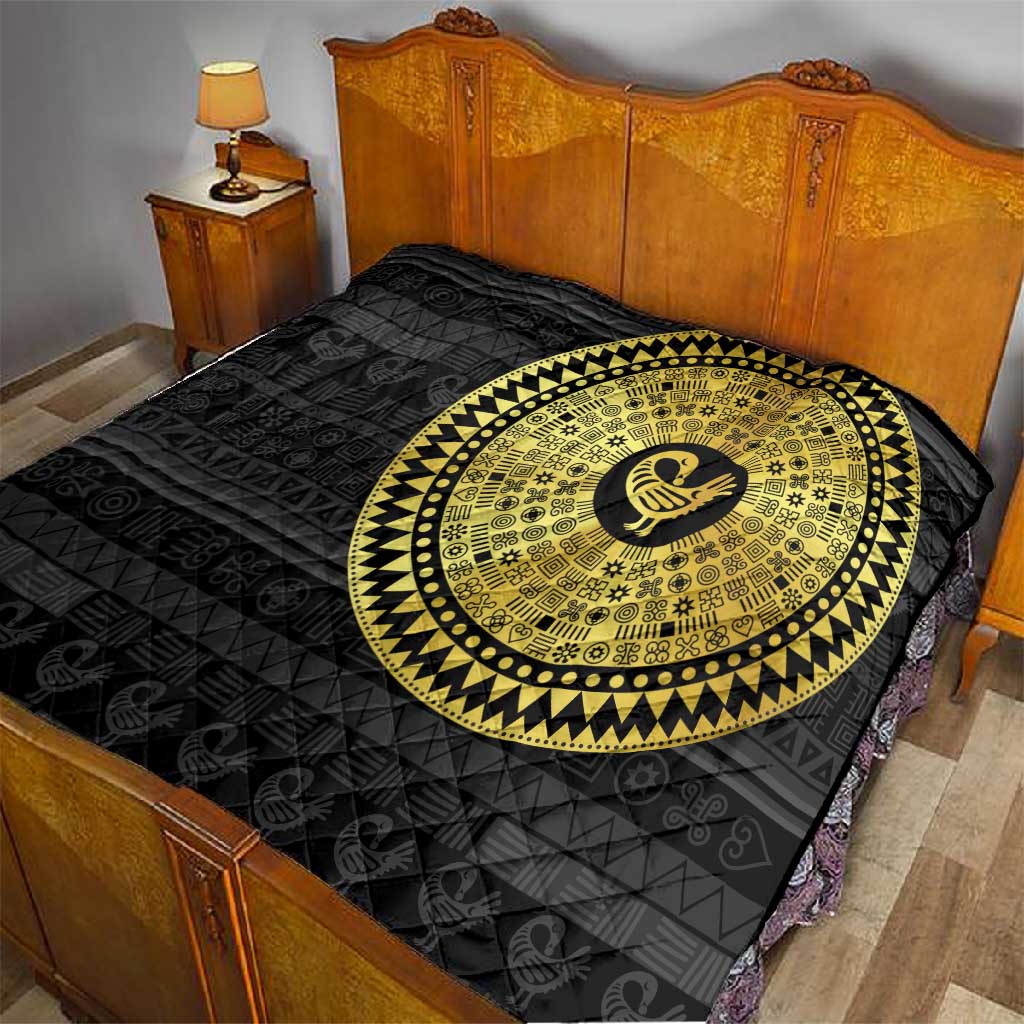 African Adinkra Quilt Sankofa Bird - Gold Version - Chest Arm Tattoo