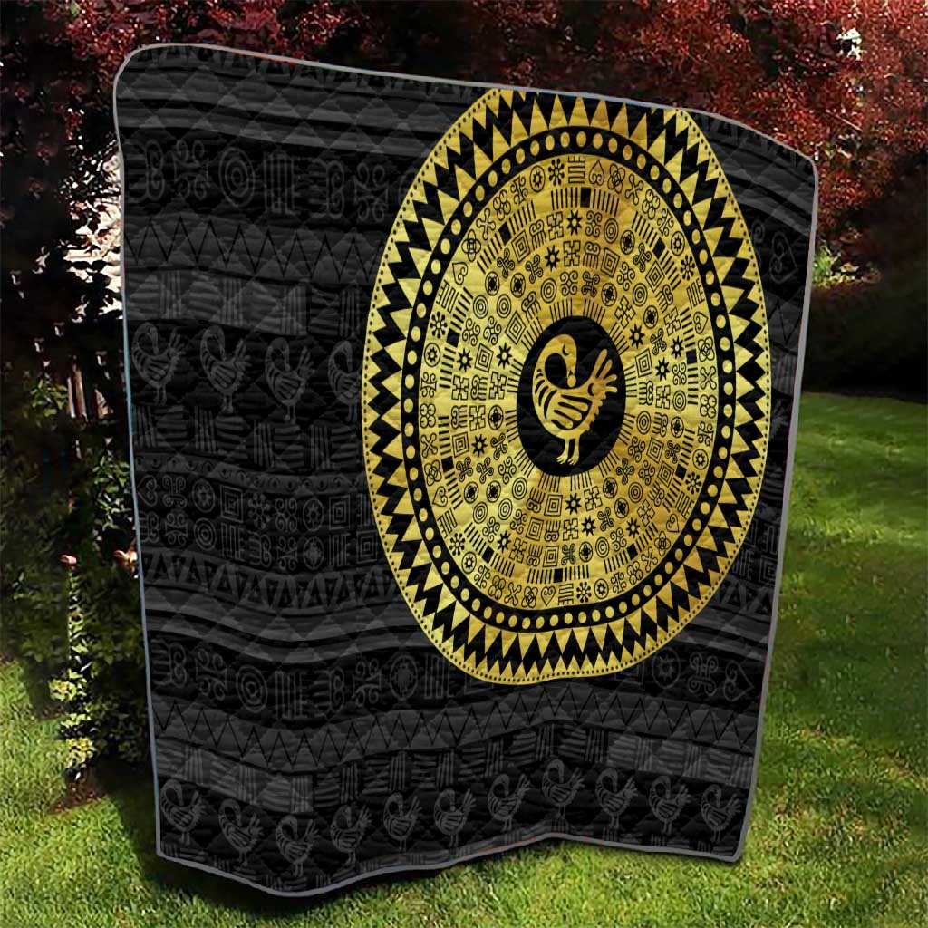 African Adinkra Quilt Sankofa Bird - Gold Version - Chest Arm Tattoo