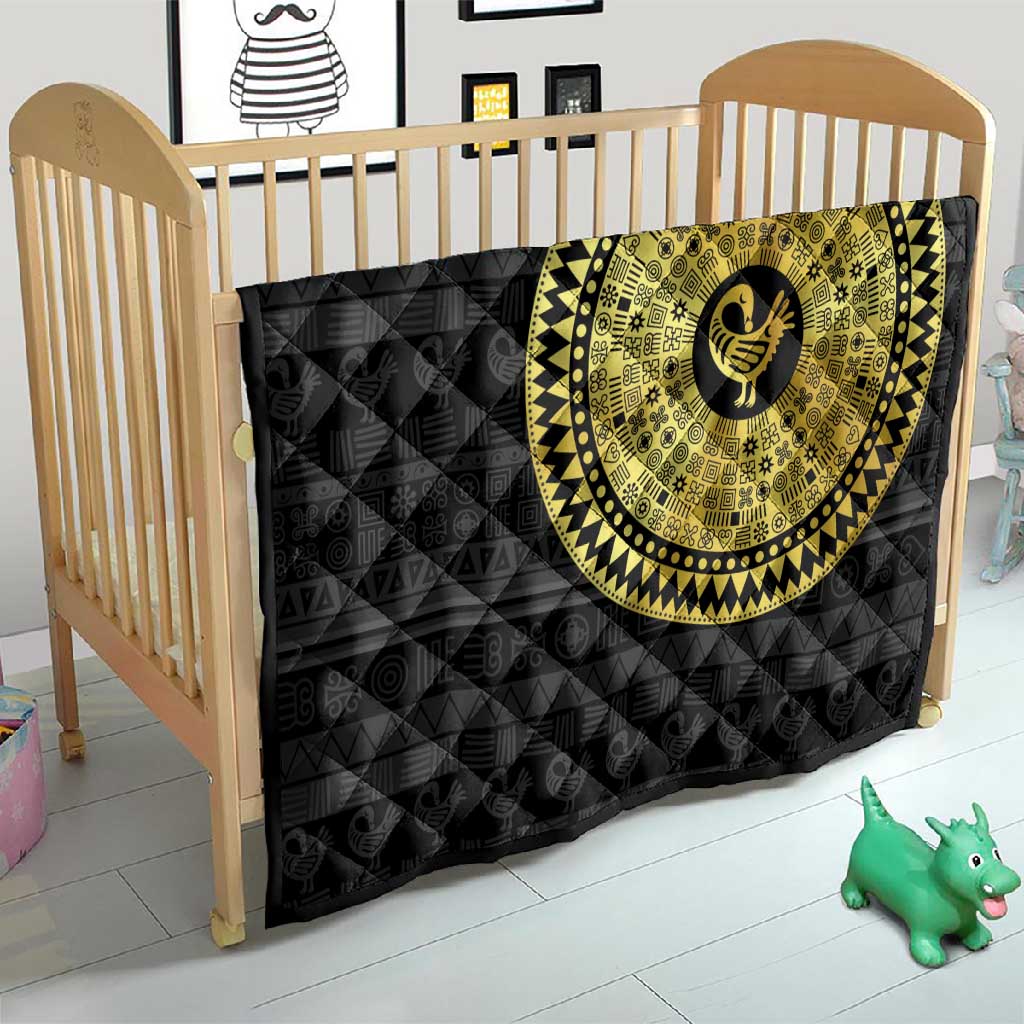 African Adinkra Quilt Sankofa Bird - Gold Version - Chest Arm Tattoo