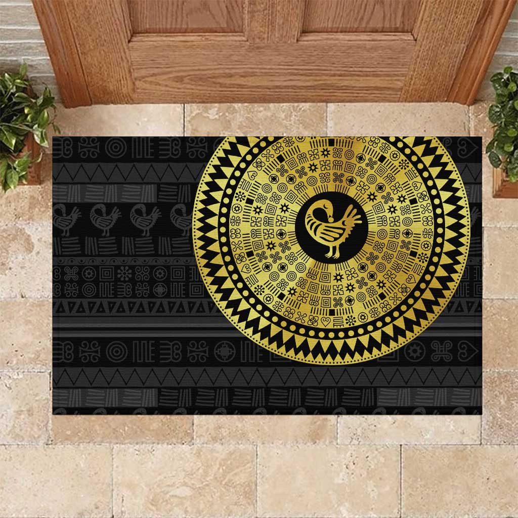 African Adinkra Rubber Doormat Sankofa Bird - Gold Version - Chest Arm Tattoo