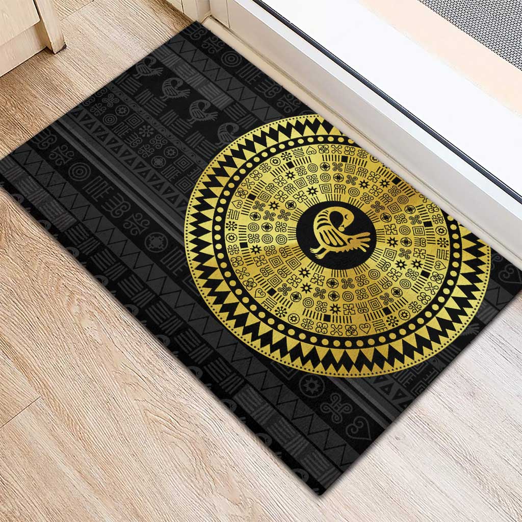 African Adinkra Rubber Doormat Sankofa Bird - Gold Version - Chest Arm Tattoo