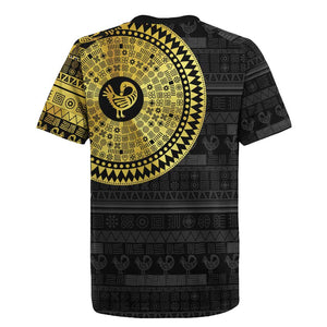 African Adinkra Rugby Jersey Sankofa Bird - Gold Version - Chest Arm Tattoo