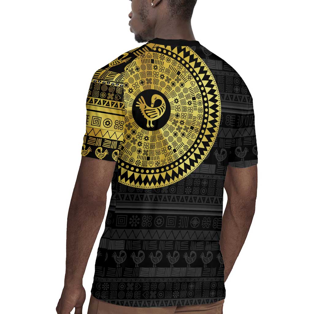 African Adinkra Rugby Jersey Sankofa Bird - Gold Version - Chest Arm Tattoo