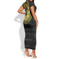 African Adinkra Short Sleeve Bodycon Dress Sankofa Bird - Gold Version - Chest Arm Tattoo
