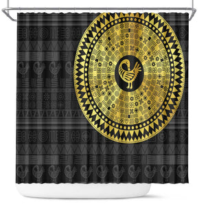 African Adinkra Shower Curtain Sankofa Bird - Gold Version - Chest Arm Tattoo