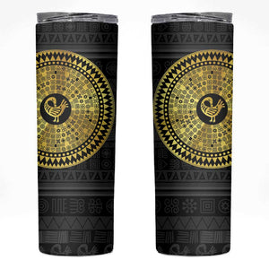 African Adinkra Skinny Tumbler Sankofa Bird - Gold Version - Chest Arm Tattoo