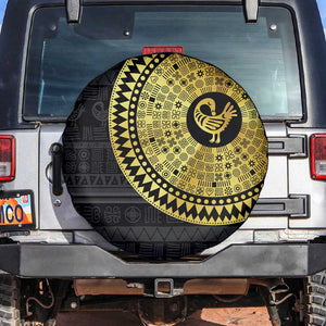 African Adinkra Spare Tire Cover Sankofa Bird - Gold Version - Chest Arm Tattoo