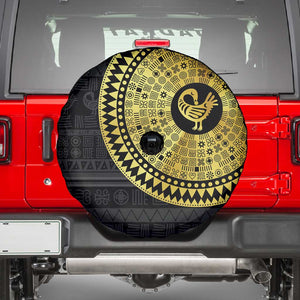 African Adinkra Spare Tire Cover Sankofa Bird - Gold Version - Chest Arm Tattoo