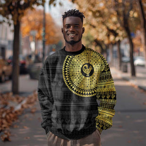 African Adinkra Sweatshirt Sankofa Bird - Gold Version - Chest Arm Tattoo